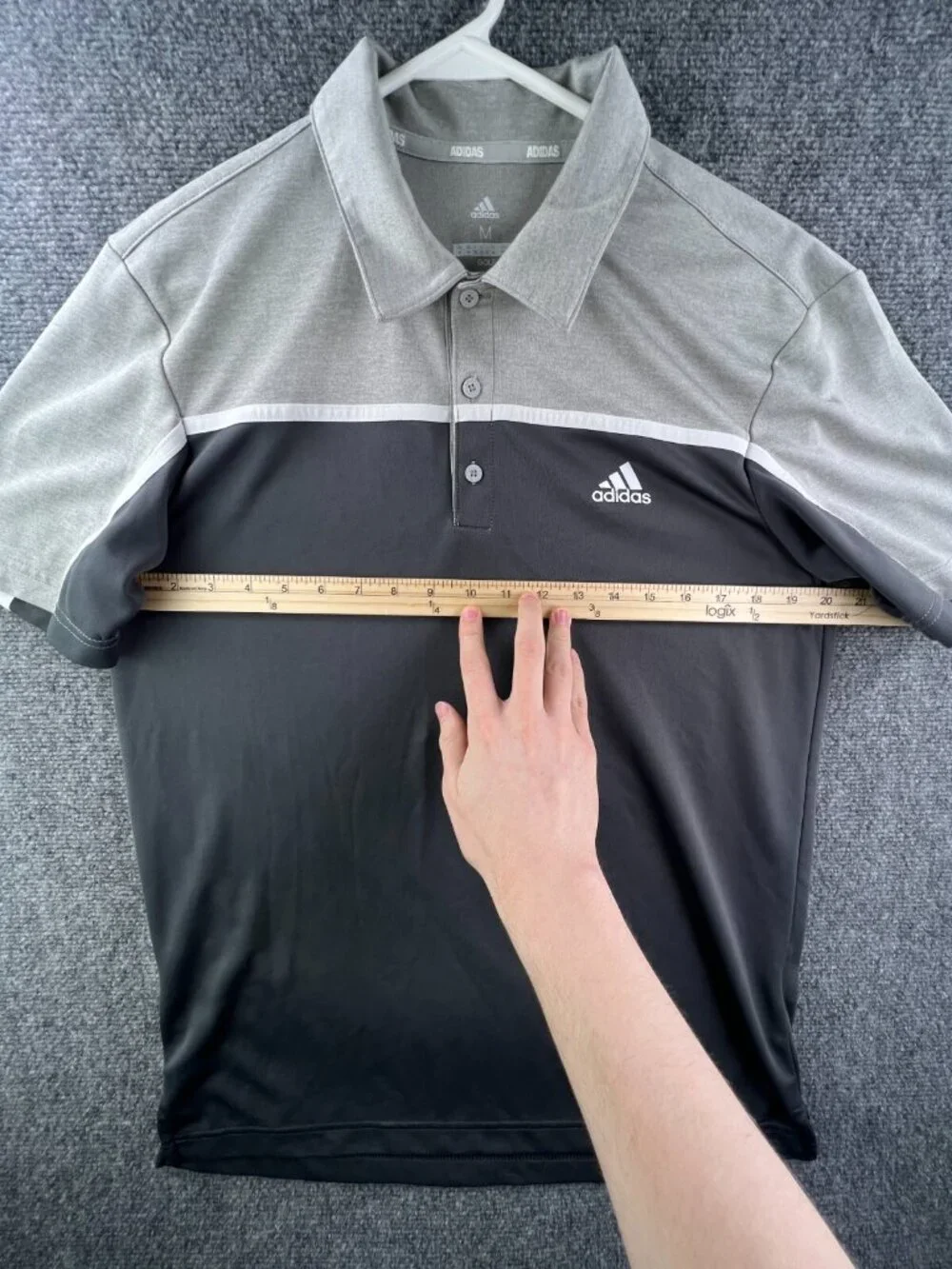 Adidas Golf Polo Short Sleeve Shirt Mens Size Medium Gray Adult Tennis Sports